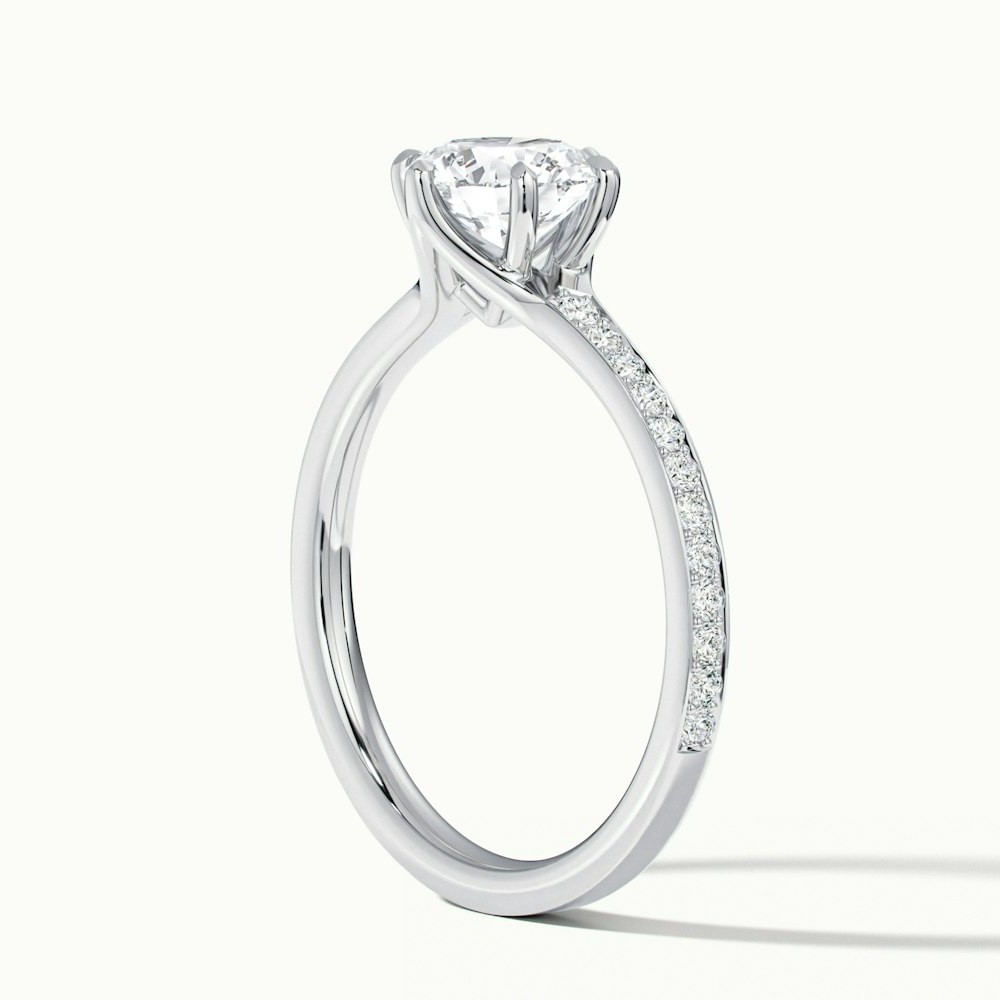 Carol 2 Carat Round Solitaire Pave Moissanite Engagement Ring in 10k White Gold
