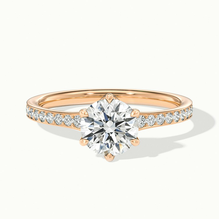 Kyra 4 Carat Round Solitaire Pave Lab Grown Diamond Ring in 10k Rose Gold