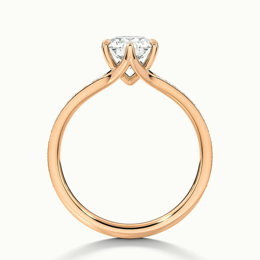 Carol 1 Carat Round Solitaire Pave Moissanite Engagement Ring in 18k Rose Gold
