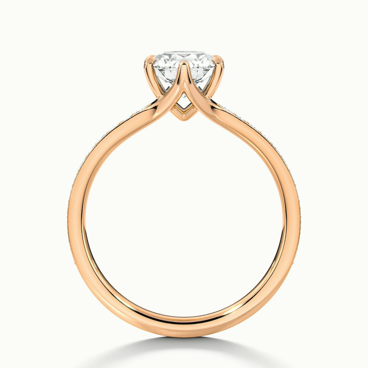 Carol 1 Carat Round Solitaire Pave Moissanite Engagement Ring in 10k Rose Gold