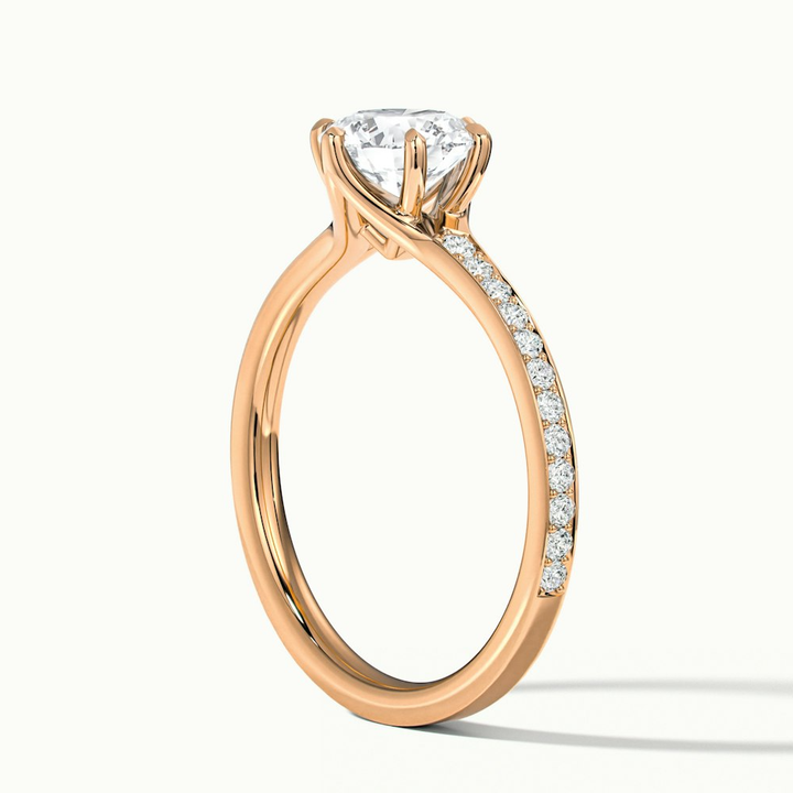Carol 1 Carat Round Solitaire Pave Moissanite Engagement Ring in 18k Rose Gold