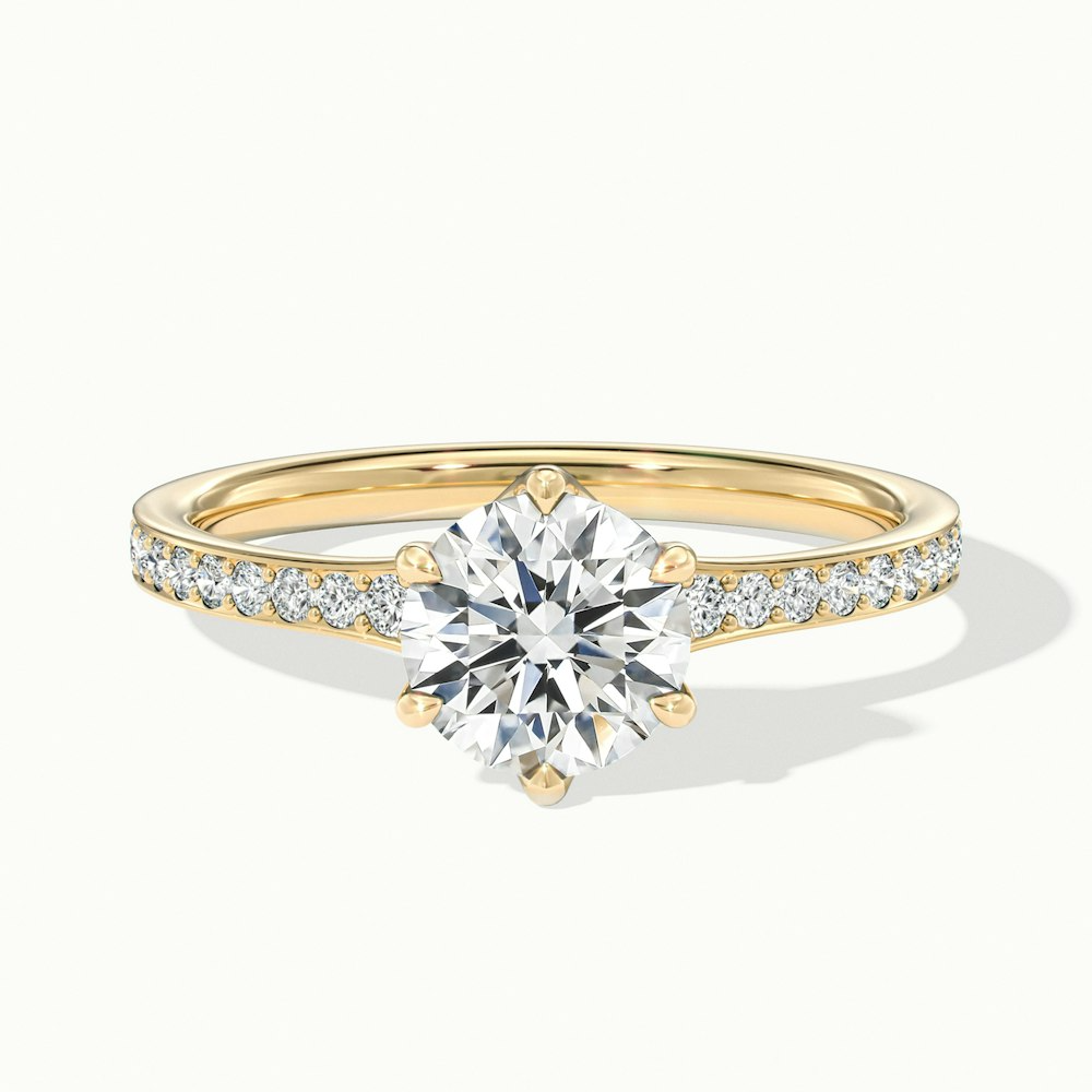 Carol 4 Carat Round Solitaire Pave Moissanite Engagement Ring in 18k Yellow Gold