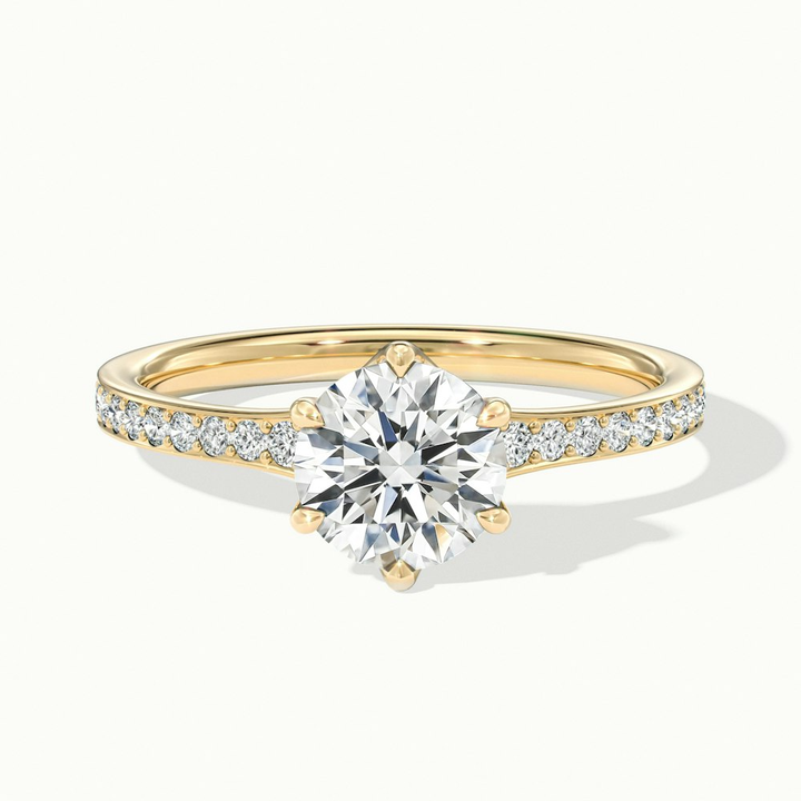 Carol 2 Carat Round Solitaire Pave Moissanite Engagement Ring in 10k Yellow Gold