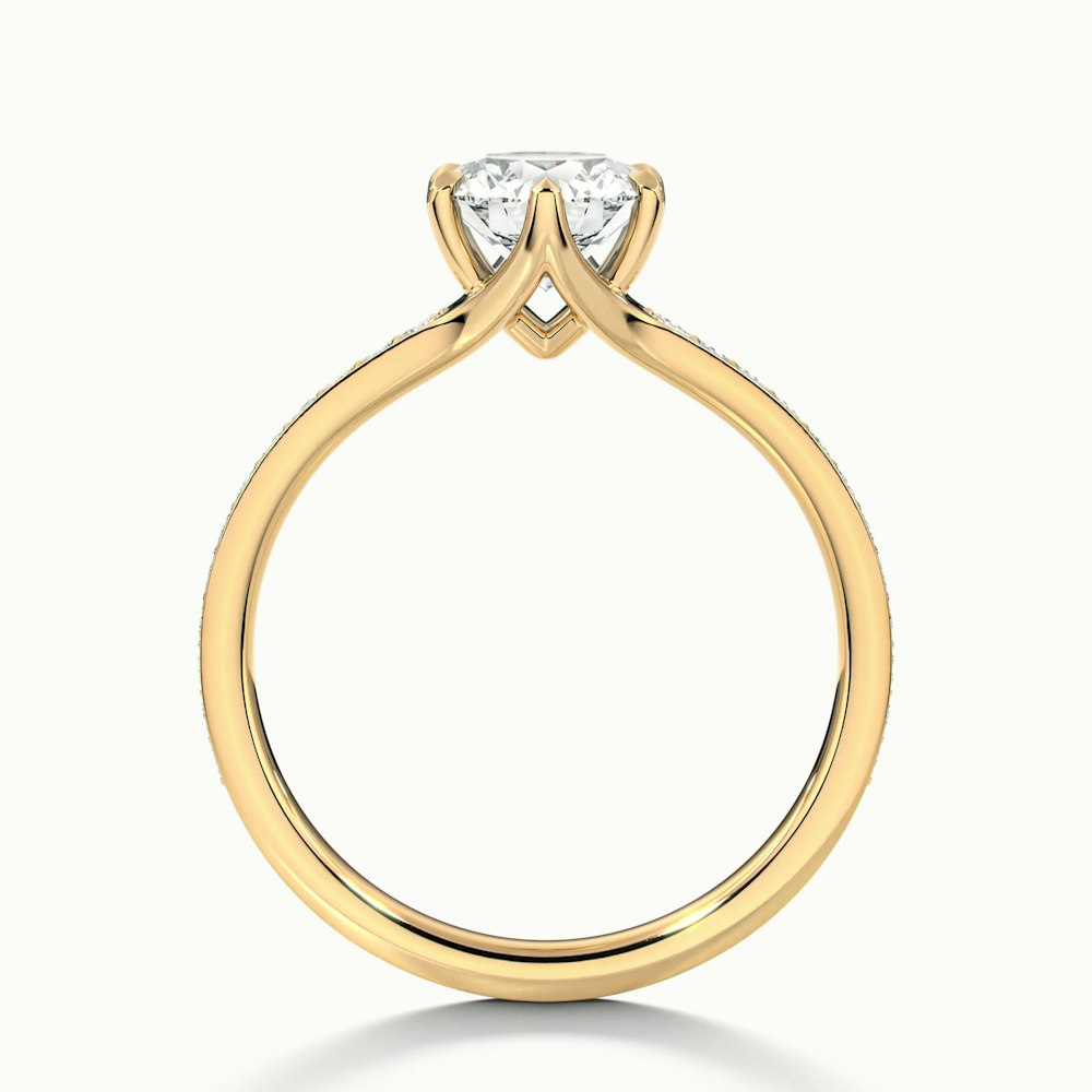 Kyra 1 Carat Round Solitaire Pave Lab Grown Diamond Ring in 18k Yellow Gold