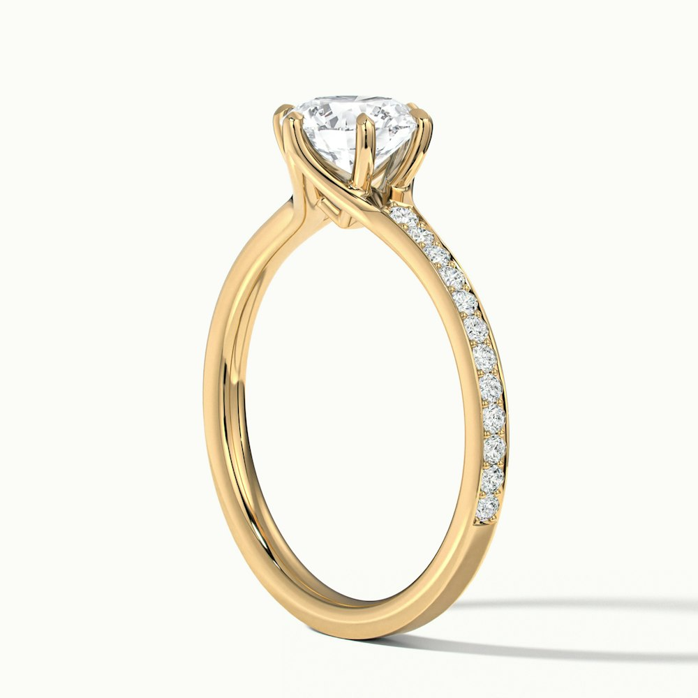 Carol 1.5 Carat Round Solitaire Pave Moissanite Engagement Ring in 18k Yellow Gold