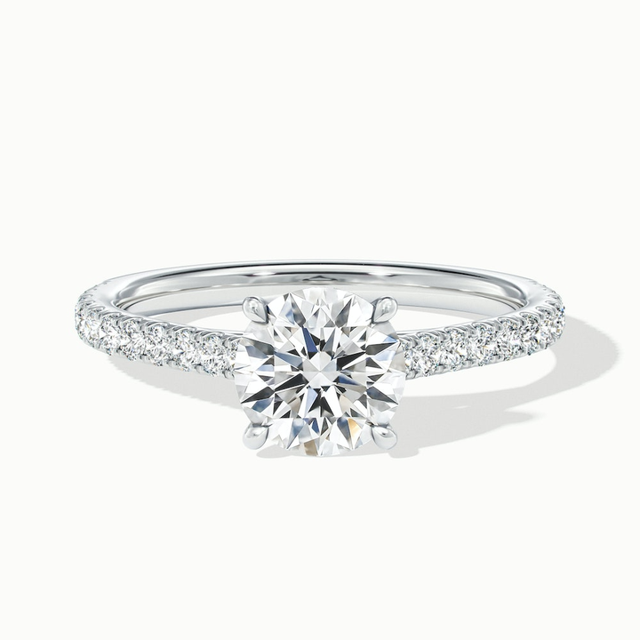 Hope 4 Carat Round Solitaire Scallop Lab Grown Diamond Ring in 10k White Gold