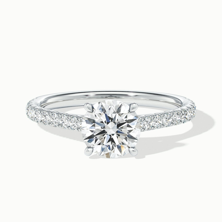 Carly 2 Carat Round Solitaire Scallop Moissanite Engagement Ring in 18k White Gold