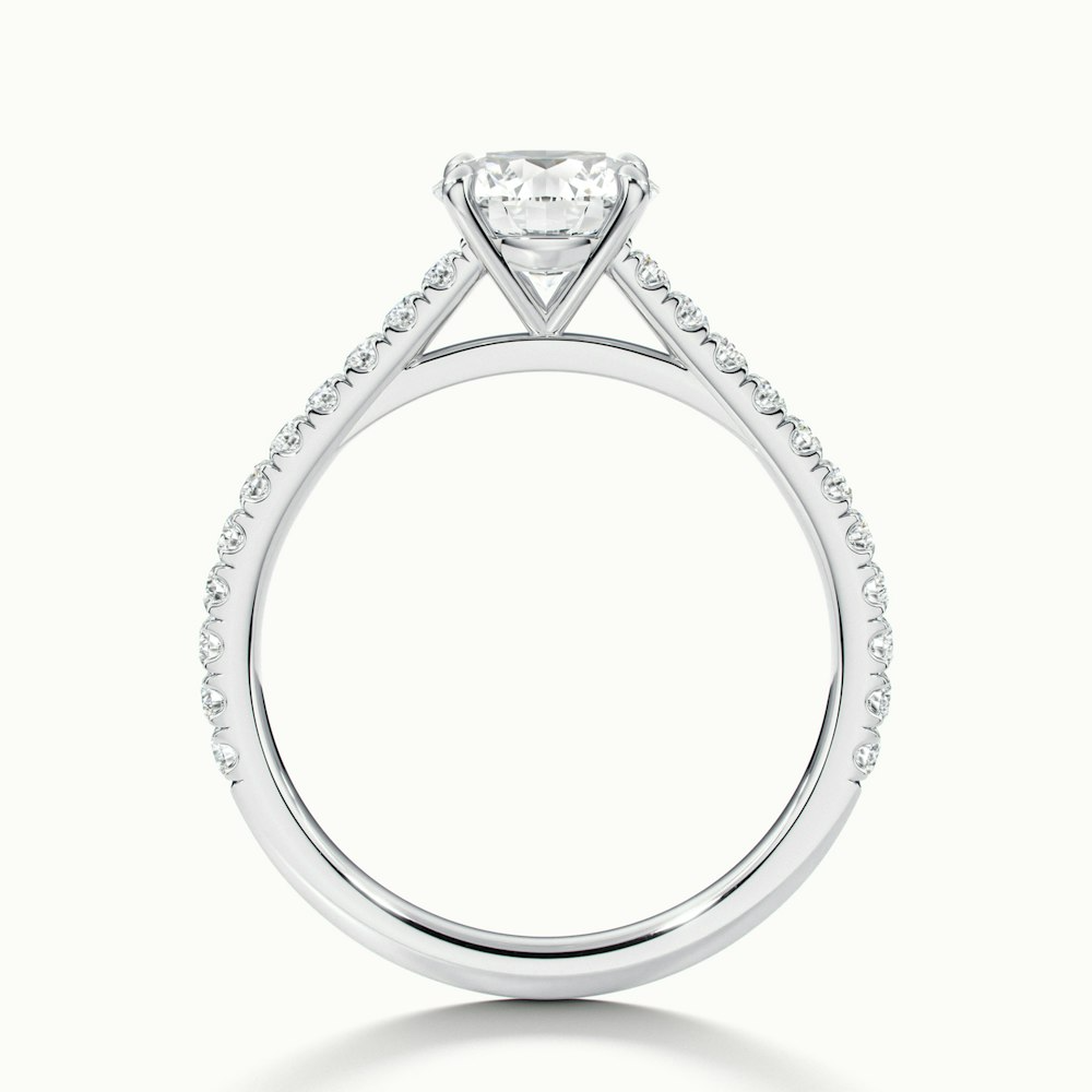 Carly 5.5 Carat Round Solitaire Scallop Moissanite Engagement Ring in 14k White Gold