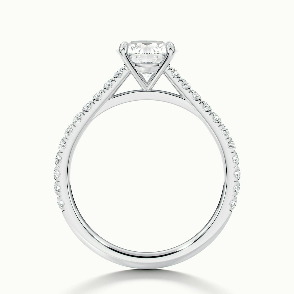 Carly 1 Carat Round Solitaire Scallop Moissanite Engagement Ring in 14k White Gold