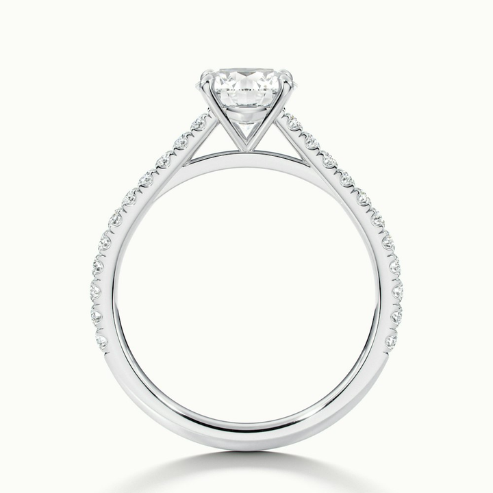 Carly 4 Carat Round Solitaire Scallop Moissanite Engagement Ring in 14k White Gold