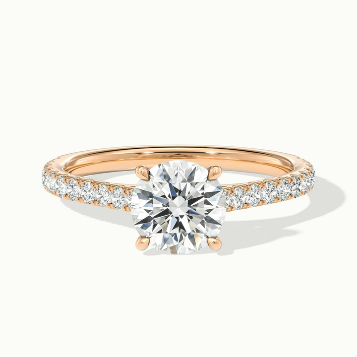 Hope 2.5 Carat Round Solitaire Scallop Lab Grown Diamond Ring in 18k Rose Gold