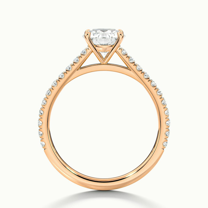 Hope 4.5 Carat Round Solitaire Scallop Lab Grown Diamond Ring in 14k Rose Gold