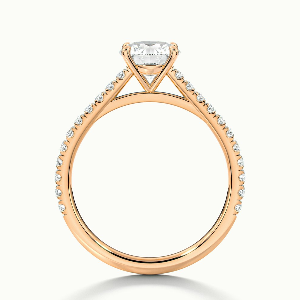 Hope 1.5 Carat Round Solitaire Scallop Lab Grown Diamond Ring in 10k Rose Gold