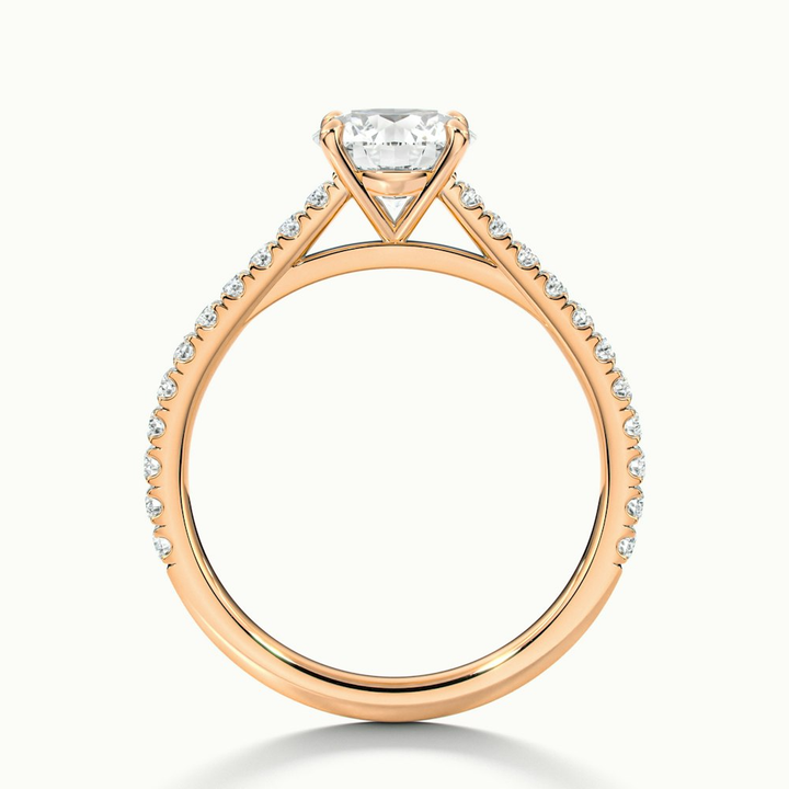 Hope 2.5 Carat Round Solitaire Scallop Lab Grown Diamond Ring in 18k Rose Gold