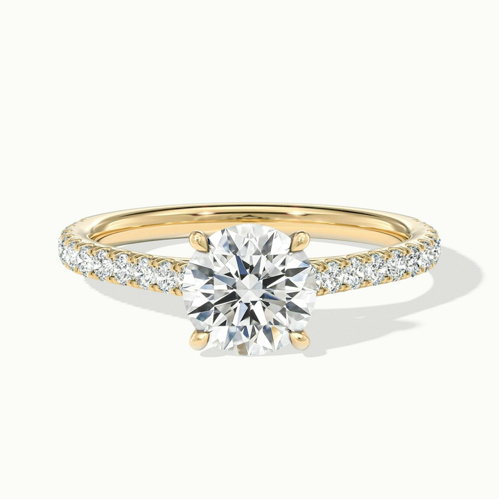 Hope 1.5 Carat Round Solitaire Scallop Lab Grown Diamond Ring in 14k Yellow Gold