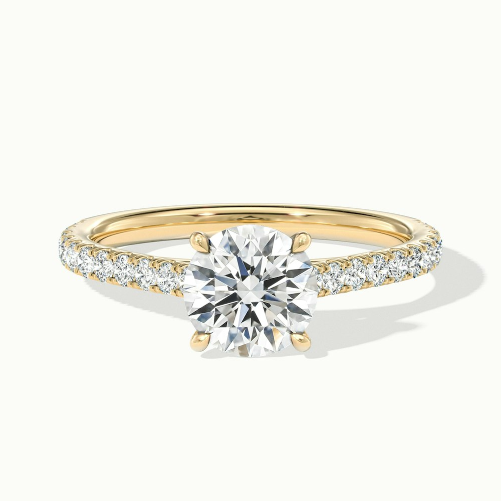 Carly 2 Carat Round Solitaire Scallop Moissanite Engagement Ring in 18k Yellow Gold