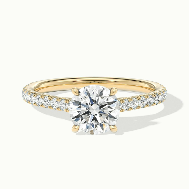 Hope 1.5 Carat Round Solitaire Scallop Lab Grown Diamond Ring in 18k Yellow Gold