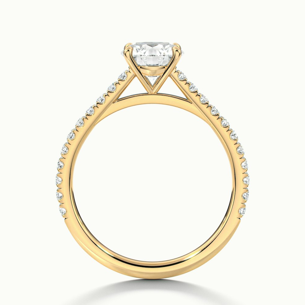 Carly 5 Carat Round Solitaire Scallop Moissanite Engagement Ring in 10k Yellow Gold