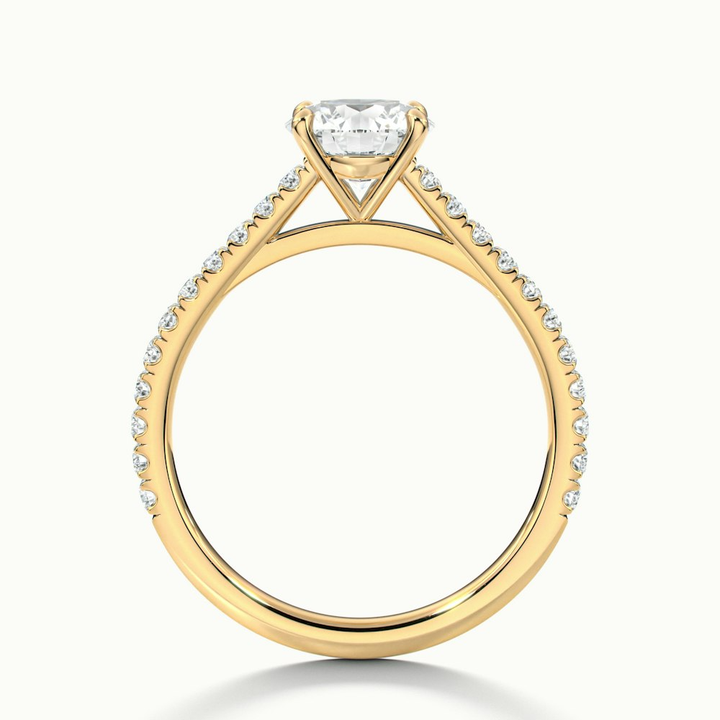 Hope 2 Carat Round Solitaire Scallop Lab Grown Diamond Ring in 10k Yellow Gold
