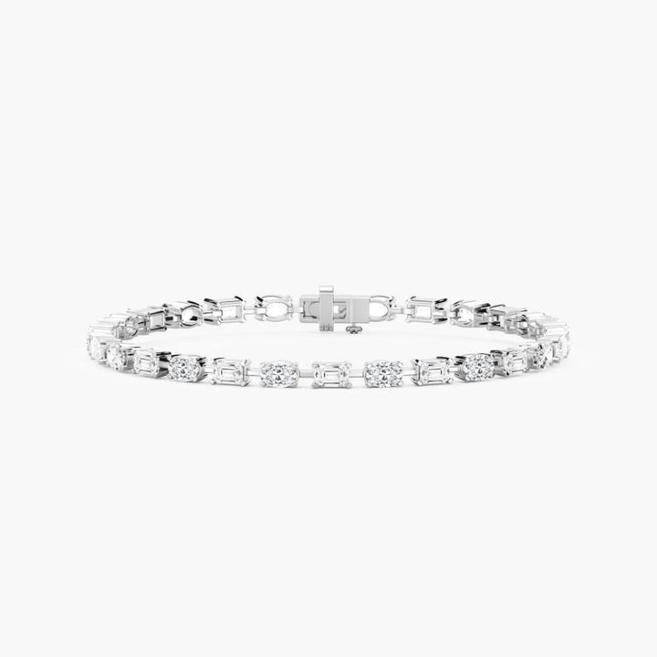 Stella Emerald And Oval Cut Lab Grown Diamond Tennis Bracelet
