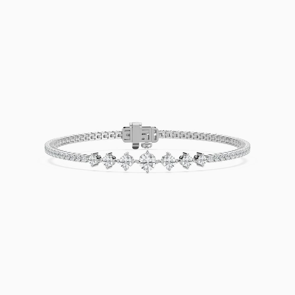 Daisy Round Cut Lab Grown Diamond Intricate Tennis Bracelet