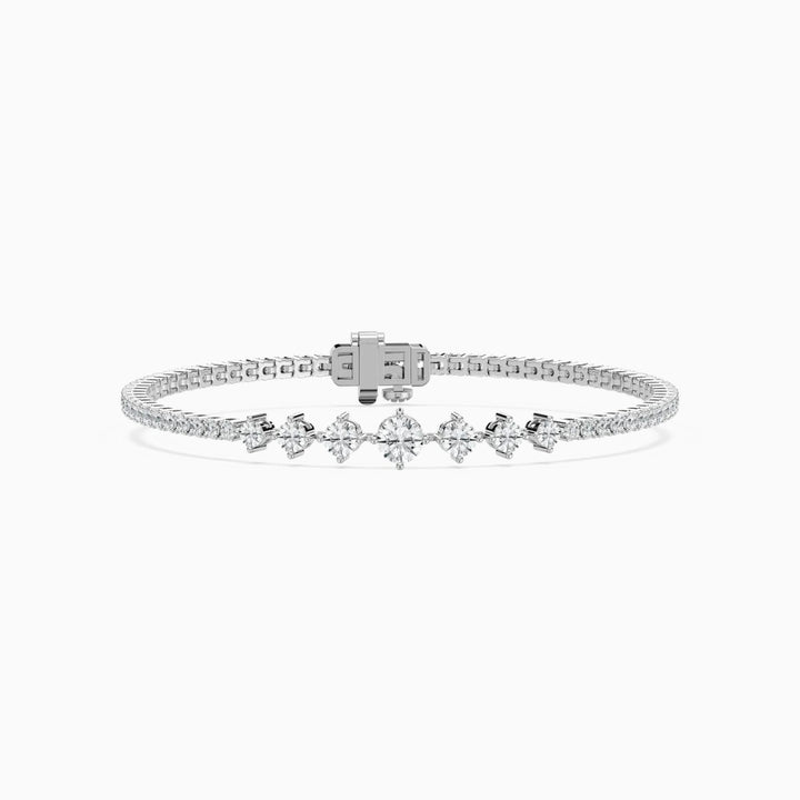 Daisy Round Cut Lab Grown Diamond Intricate Tennis Bracelet