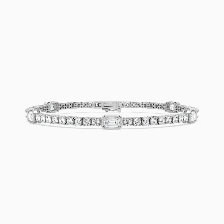 Ivory Emerald And Round Cut Lab Grown Diamond Tennis Bracelet