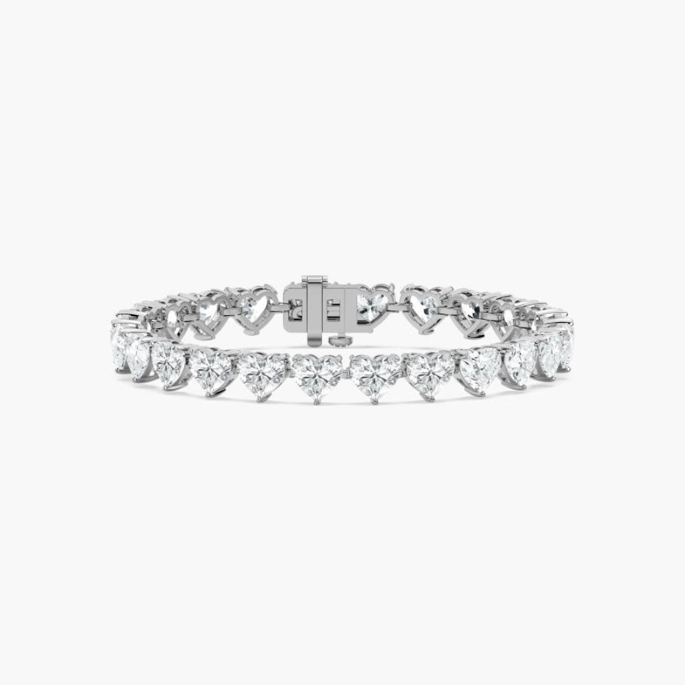 Navy 24 Carat Heart Shaped Lab Grown Diamonds Tennis Bracelet