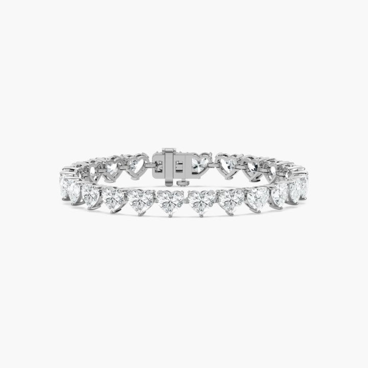 Navy 24 Carat Heart Shaped Lab Grown Diamonds Tennis Bracelet