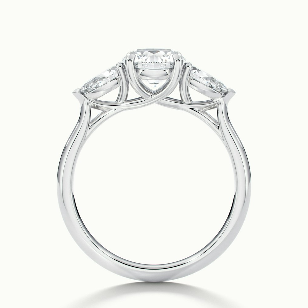 Kai 4.5 Carat Round 3 Stone Lab Grown Engagement Ring With Pear Side Stone in 18k White Gold