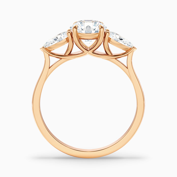 Kai 2.5 Carat Round 3 Stone Lab Grown Engagement Ring With Pear Side Stone in Platinum - Side View