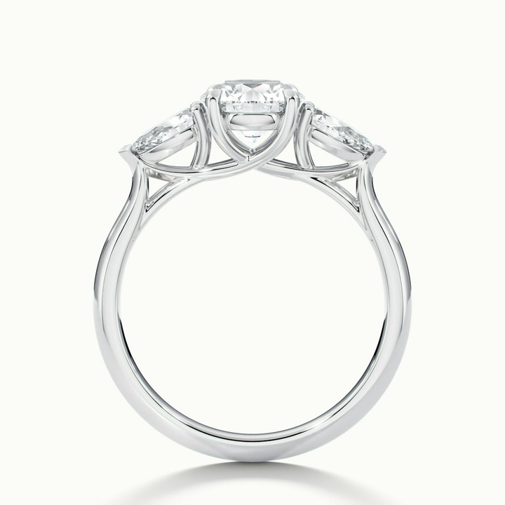 Kai 5 Carat Round 3 Stone Lab Grown Engagement Ring With Pear Side Stone in 10k White Gold