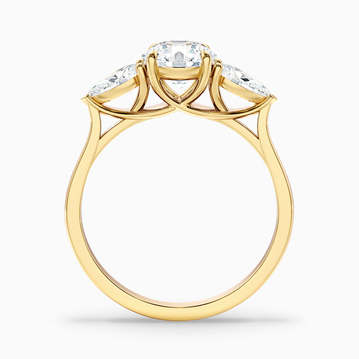 Kai 2.5 Carat Round 3 Stone Lab Grown Engagement Ring With Pear Side Stone in Platinum - Side View
