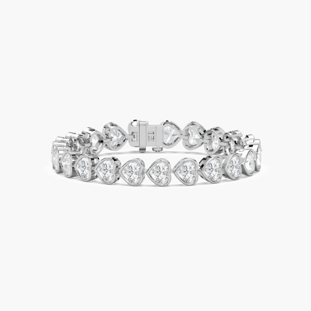 Wendy 23 Carat Heart Shaped Lab Grown Diamonds Tennis Bracelet
