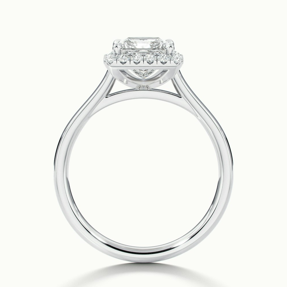 Bela 5 Carat Princess Cut Halo Moissanite Engagement Ring in 14k White Gold