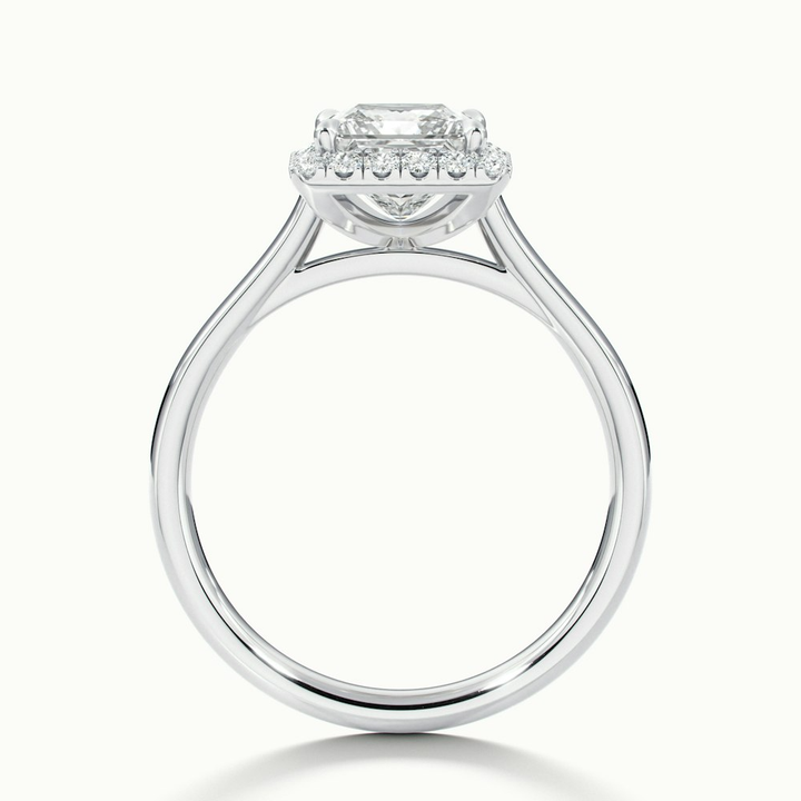 Bela 5 Carat Princess Cut Halo Moissanite Engagement Ring in 14k White Gold