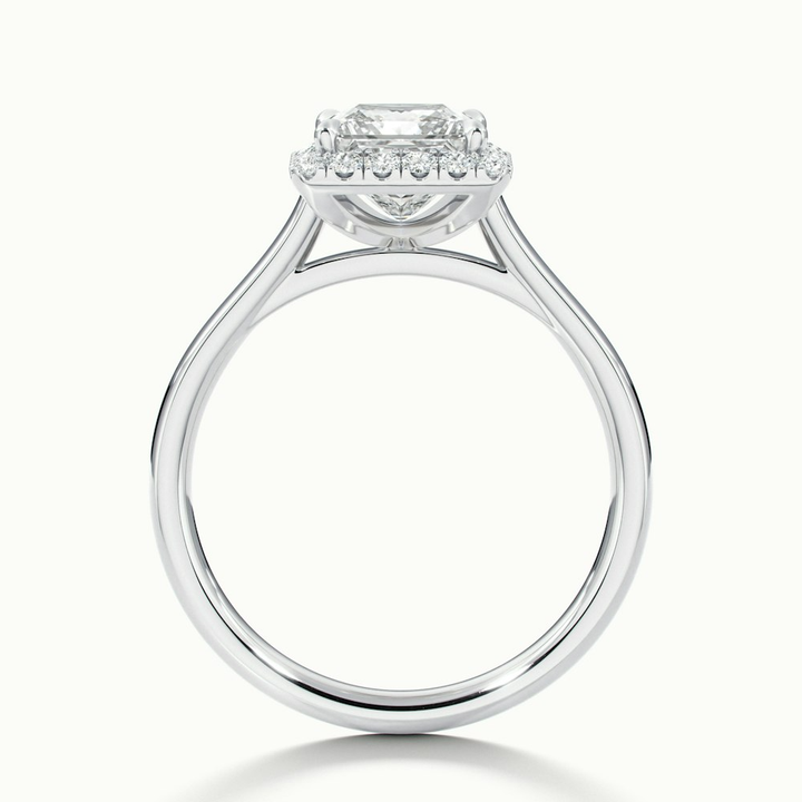 Bela 4 Carat Princess Cut Halo Moissanite Engagement Ring in 14k White Gold