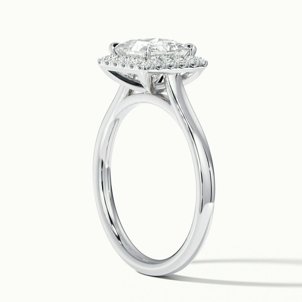 Bela 3.5 Carat Princess Cut Halo Moissanite Engagement Ring in 18k White Gold