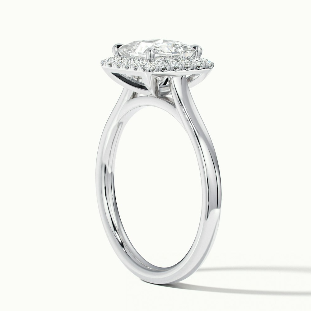 Bela 2 Carat Princess Cut Halo Moissanite Engagement Ring in 18k White Gold
