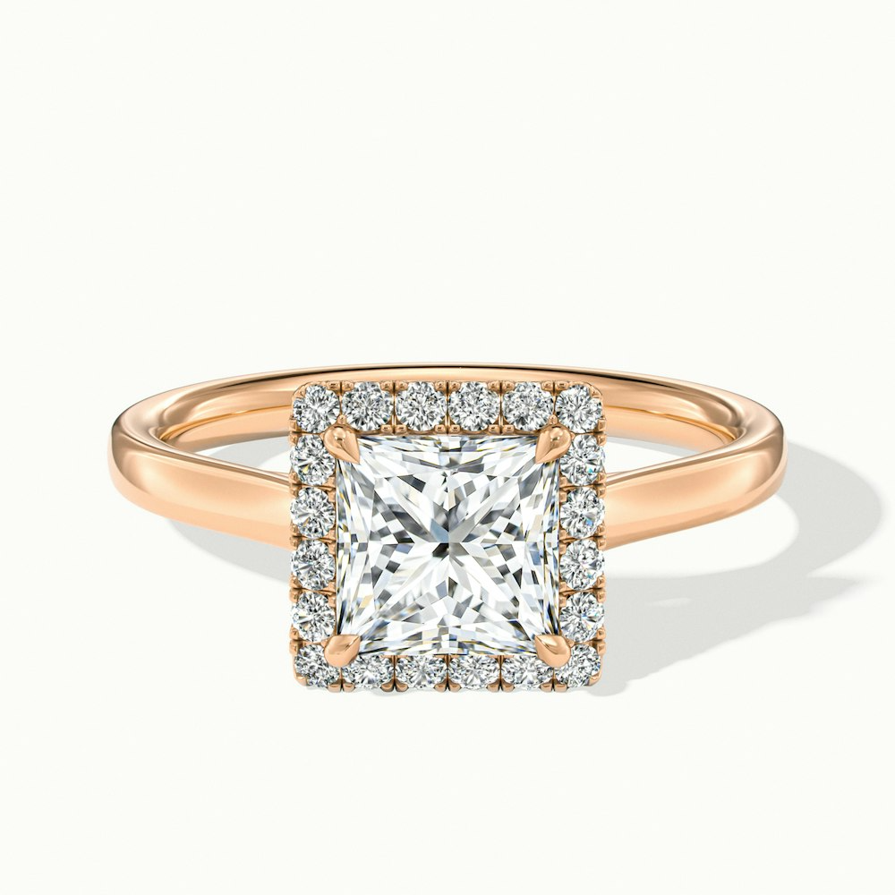 3 Carat Princess Cut Halo Moissanite Engagement Ring