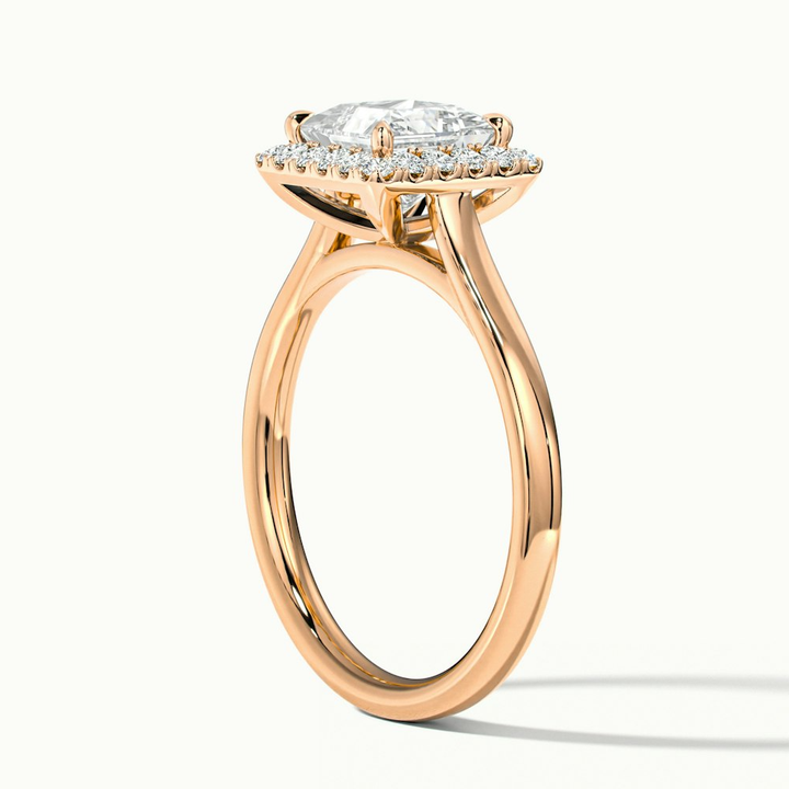 Bela 2.5 Carat Princess Cut Halo Moissanite Engagement Ring in 18k Rose Gold