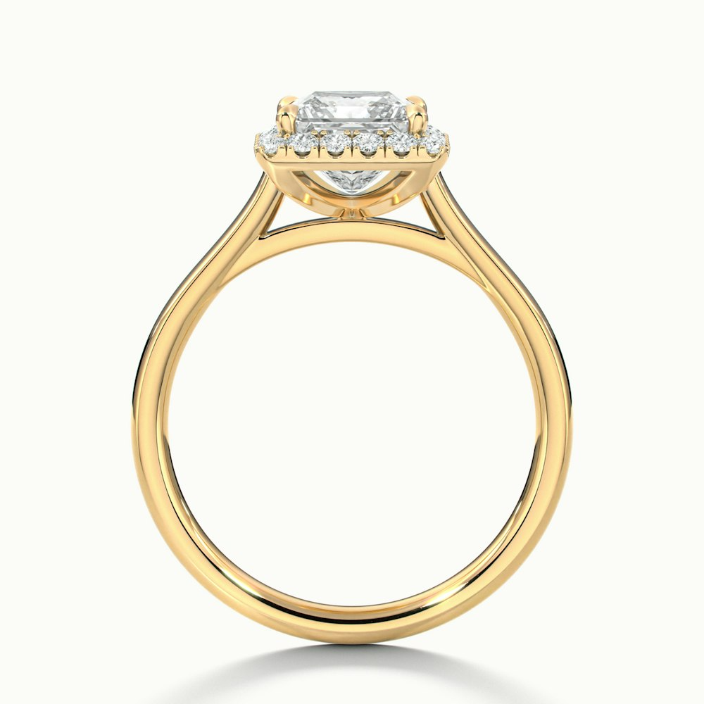 Bela 1.5 Carat Princess Cut Halo Moissanite Engagement Ring in 18k Yellow Gold