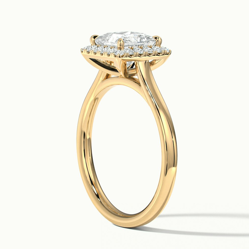 Bela 3.5 Carat Princess Cut Halo Moissanite Engagement Ring in 14k Yellow Gold