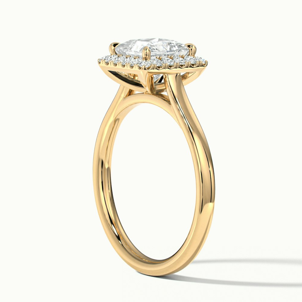 Bela 1.5 Carat Princess Cut Halo Moissanite Engagement Ring in 18k Yellow Gold