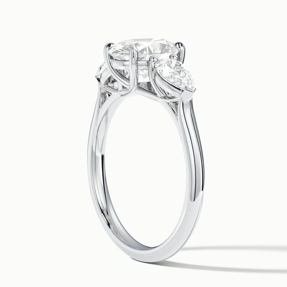 Isa 1.5 Carat Three Stone Oval Halo Moissanite Engagement Ring in Platinum