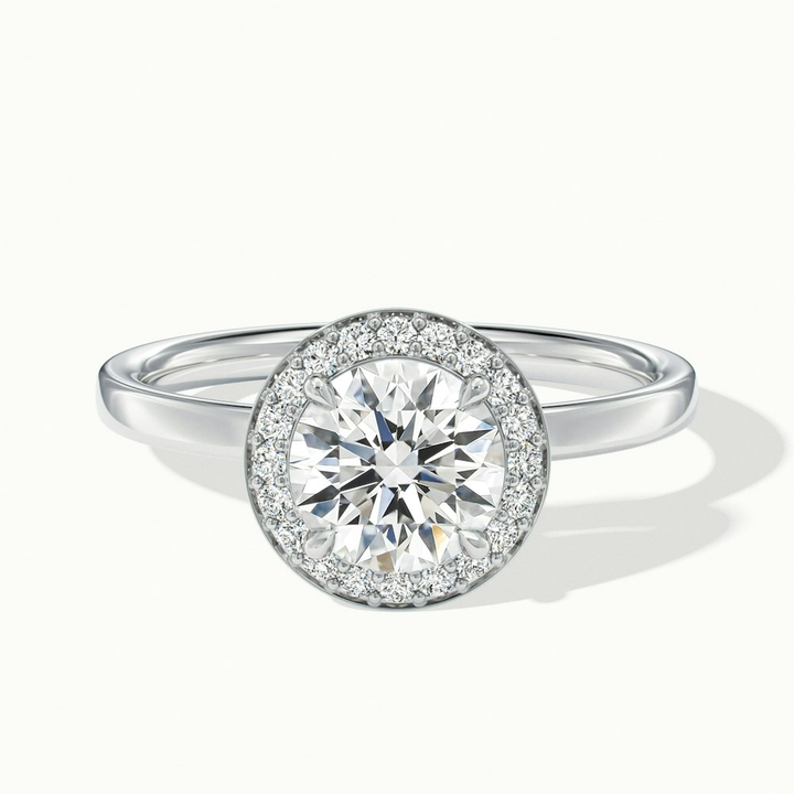 Aura 5.5 Carat Round Halo Pave Moissanite Engagement Ring in 18k White Gold