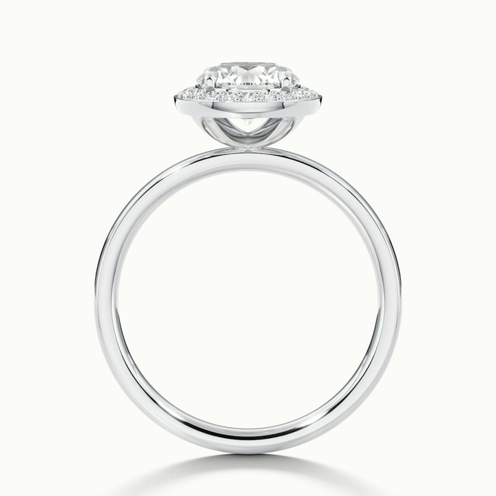 Arya 4.5 Carat Round Halo Pave Lab Grown Diamond Ring in 18k White Gold