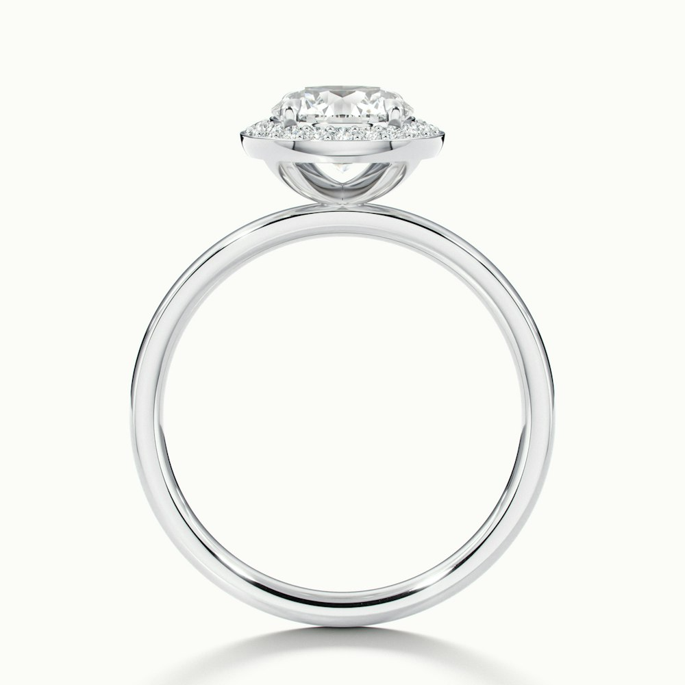Aura 2 Carat Round Halo Pave Moissanite Engagement Ring in 18k White Gold