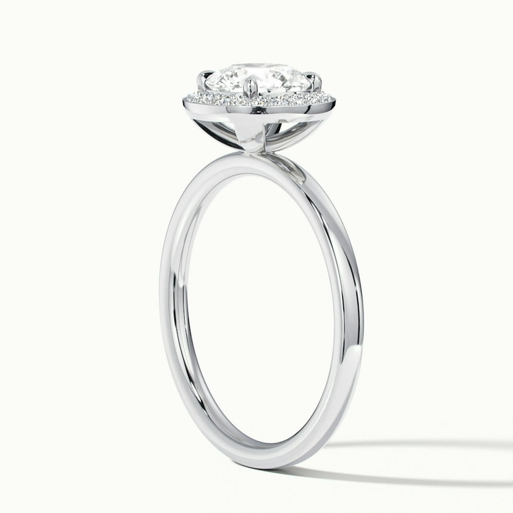 Arya 3.5 Carat Round Halo Pave Lab Grown Diamond Ring in 18k White Gold