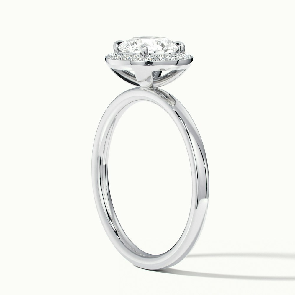 Aura 2 Carat Round Halo Pave Moissanite Engagement Ring in 14k White Gold